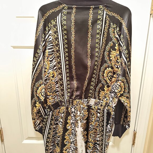 Ornate White, Gold & Black Floral Jumpsuit - Picture 3 of 9